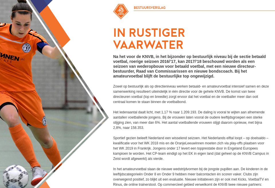 In Rustiger Vaarwater Jaarverslag 2017 18 Knvb